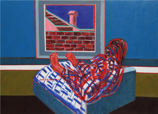 서용선 <시드니 자화상> 2020-2021, 156.2x212cm, 캔버스에 아크릴릭